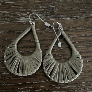 Maurices Woven Silver Olive Green Teardrop Earrings